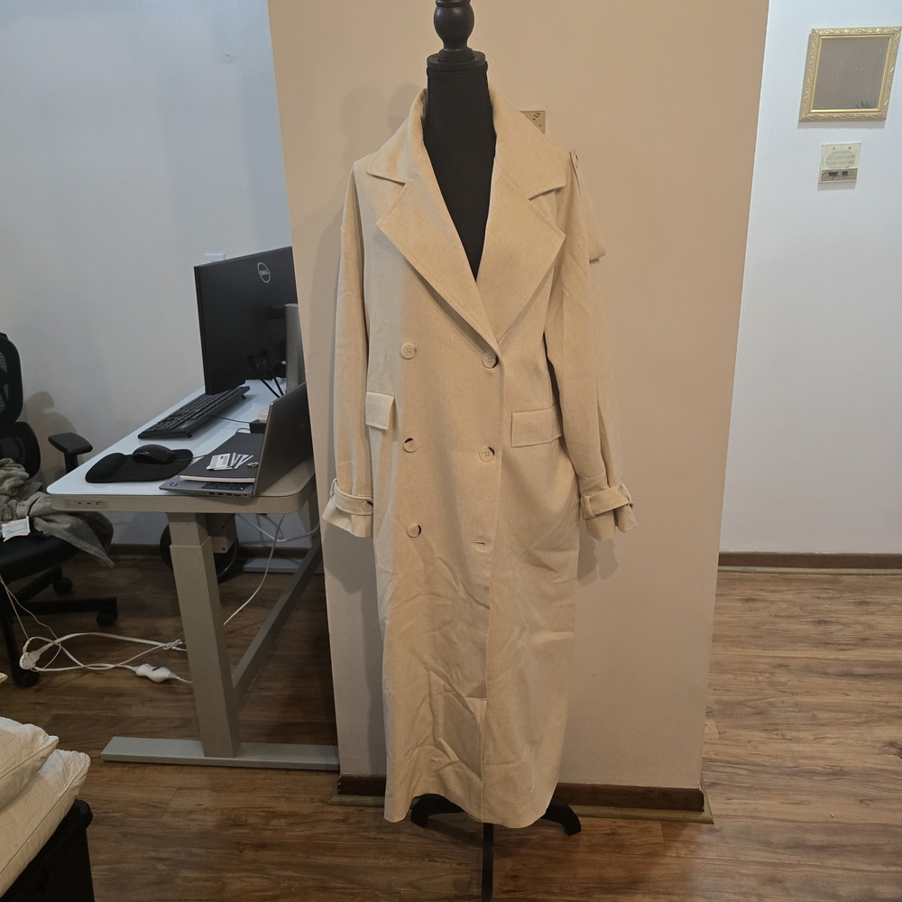 Women's Cream Double-Breasted Coat